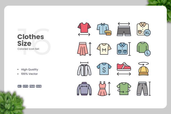 Clothes Size Color Icons: A Simple and Clean Design for Modern Use