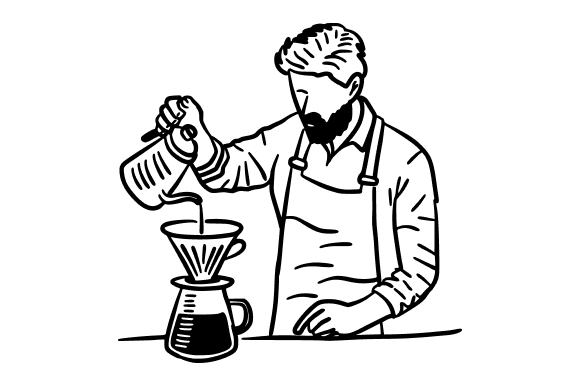 Coffee Brewer Pouring Hot Water: A Versatile Design Asset for Creators