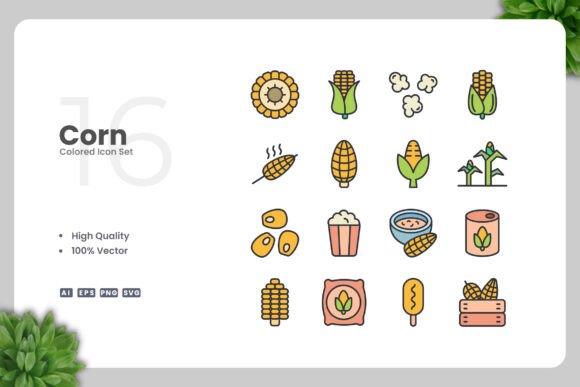Corn Color Icons for Versatile Design Projects