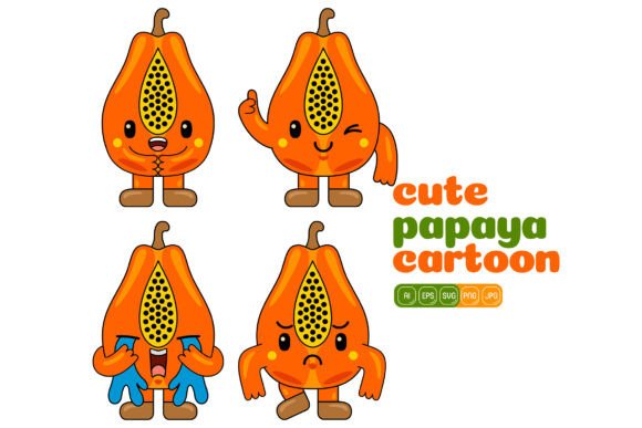 Cute Papaya Mascot Vector Pack 03: A Versatile Design Resource for Creative Professionals