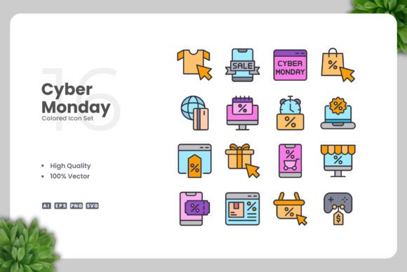 Cyber Monday Color Icons for Every Digital and Print Need
