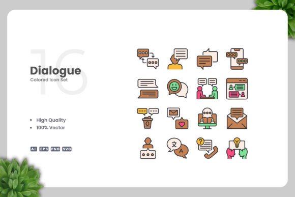 Dialogue Colored Icons: A Simple and Clean Design for Every Project