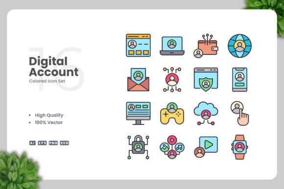 Digital Account Colored Icons: A Versatile Design Solution