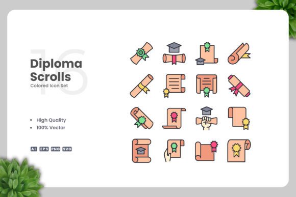 Diploma Scrolls Colored Icons