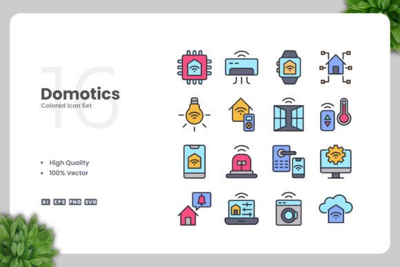 Domotics Colored Icons for Modern Design