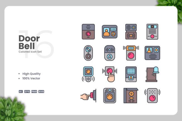 Door Bell Colored Icons: A Simple and Clean Design for Modern Use