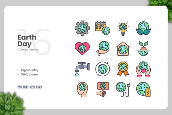 Earth Day Colored Icons: A Versatile Design Resource for Modern Creatives