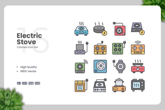 Electric Stove Color Icons: A Modern Design Solution for Creative Professionals