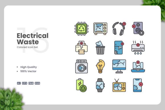 Electrical Waste Color Icons for Modern Design Needs