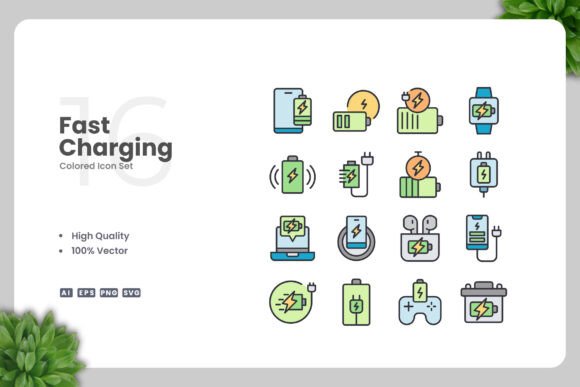 Fast Charging Color Icons: A Versatile Design Solution