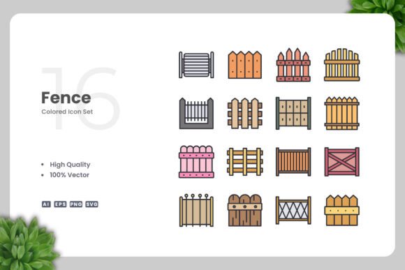 Fence Color Icons: Simple, Clean, and Versatile