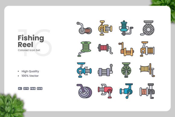 Fishing Reel Colored Icons: A Versatile Design Element for Modern Projects