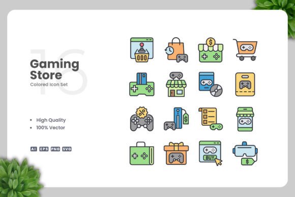 Gaming Store Colored Icons for Every Creative Need