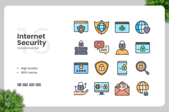 Internet Security Colored Icons for Modern Design Needs