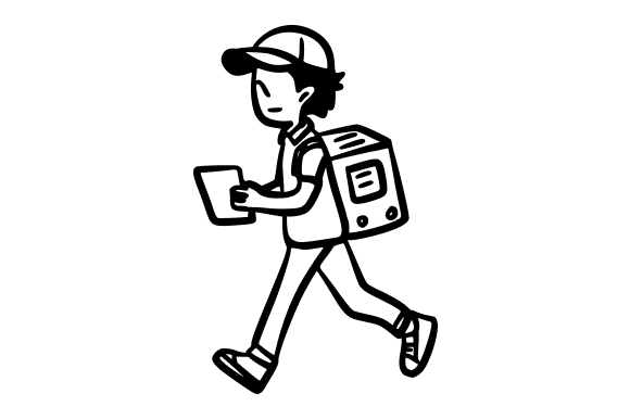 Postman Holding a Package Doodle: A Versatile Design Asset for Creative Professionals