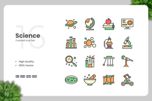 Science Color Icons for Creative Projects