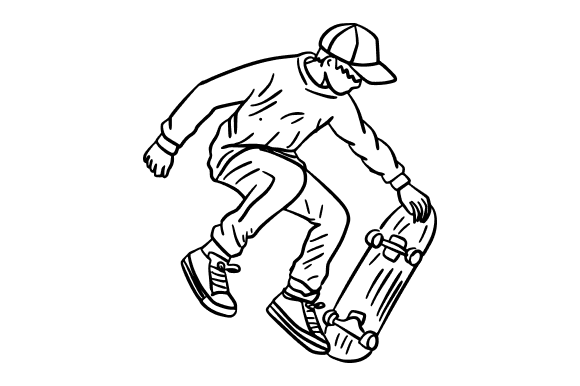 Teen Skater Doing an Ollie Doodle